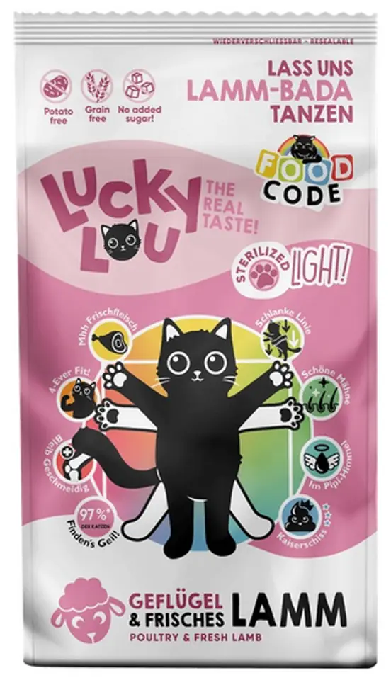⁨Lucky Lou Food Code Lifestage Light Drób & Jagnięcina 340g⁩ w sklepie Wasserman.eu