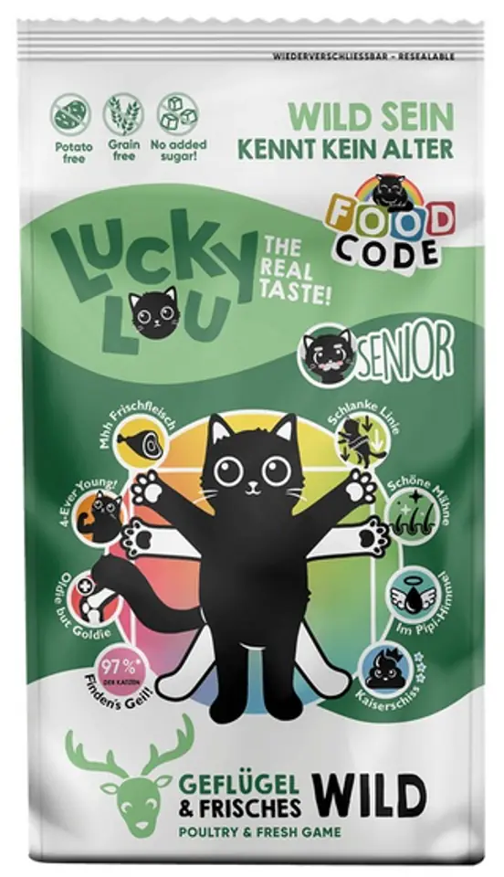 ⁨Lucky Lou Food Code Lifestage Senior Drób & Dziczyzna 340g⁩ w sklepie Wasserman.eu