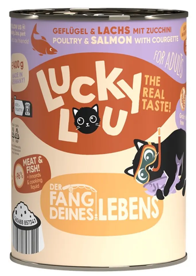 ⁨Lucky Lou Lifestage Adult Drób i łosoś puszka 400g⁩ w sklepie Wasserman.eu