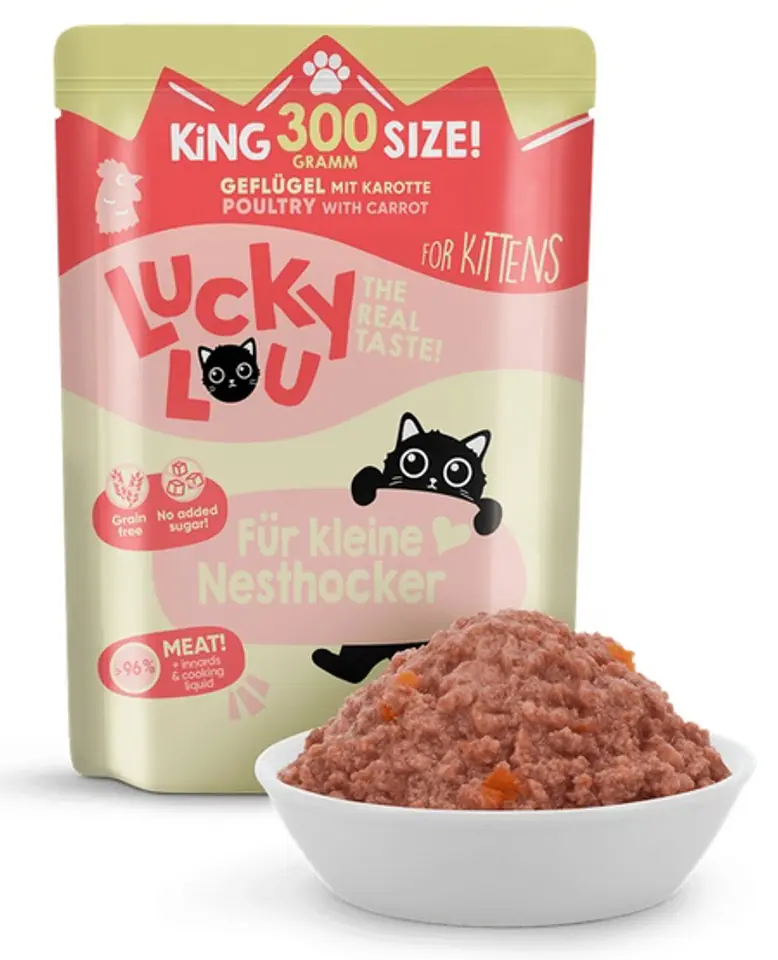 ⁨Lucky Lou Lifestage Kitten Drób saszetka 300g⁩ w sklepie Wasserman.eu