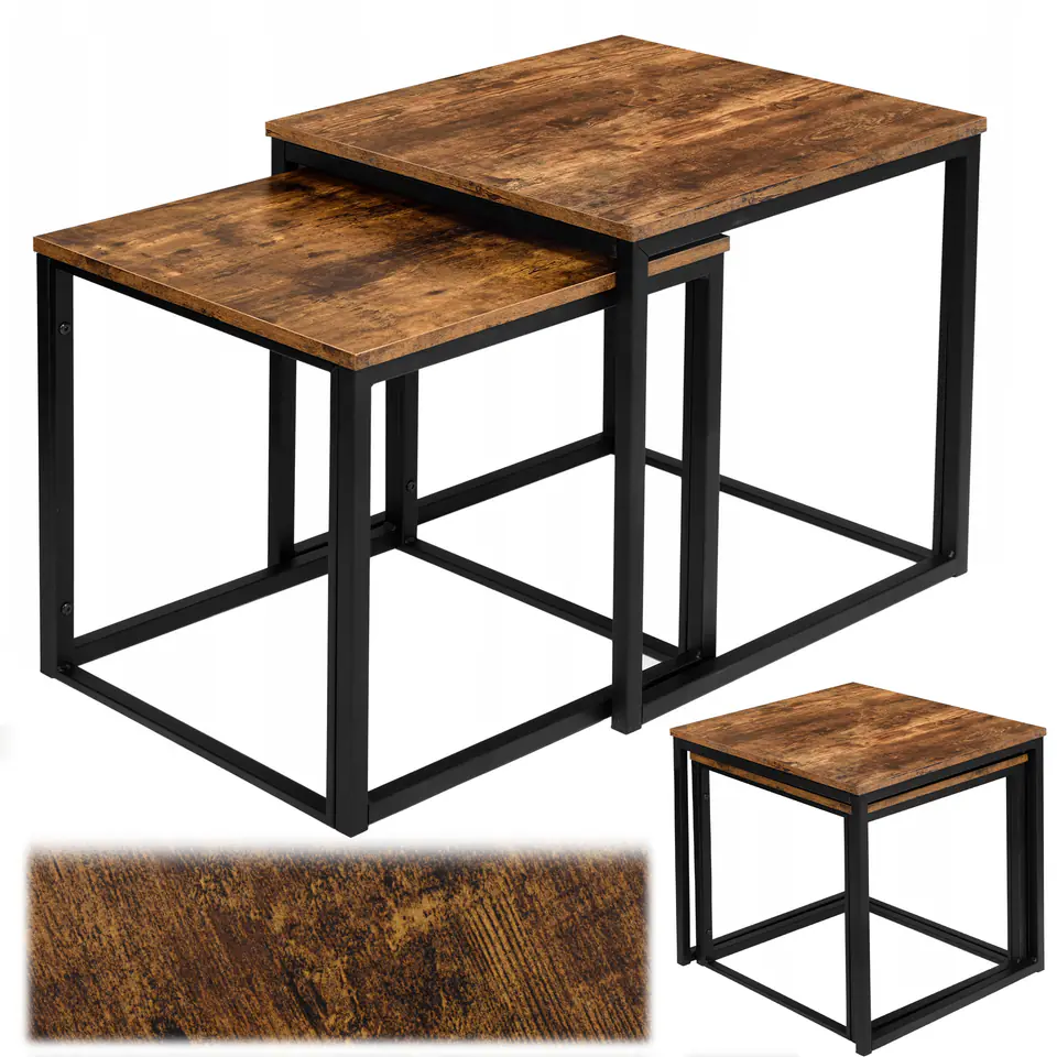 Stoliki kawowe loft PRAVEN RUSTIC postarzany dąb w sklepie Wasserman.eu