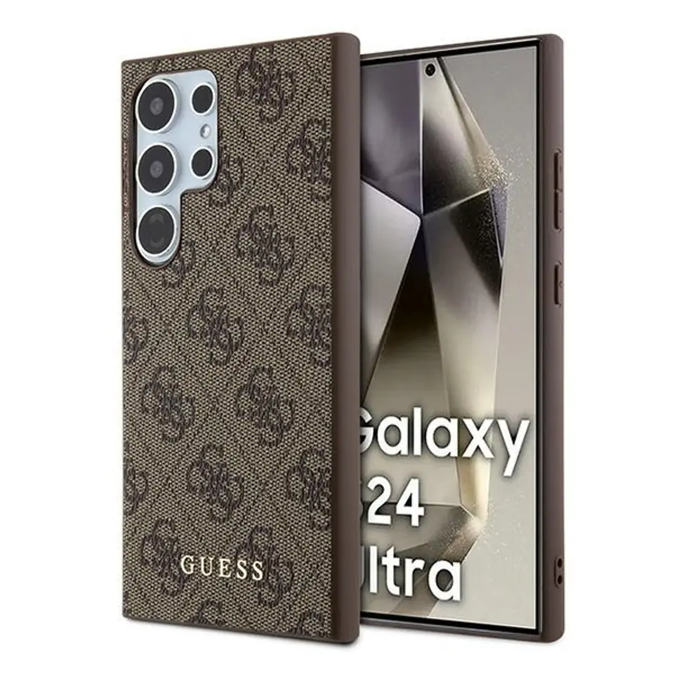 ⁨Guess GUHCS24LG4GFBR S24 Ultra S928 brązowy/brown hardcase 4G Metal Gold Logo⁩ w sklepie Wasserman.eu