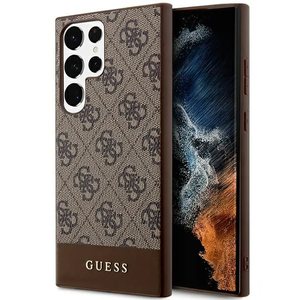 ⁨Guess GUHCS24LG4GLBR S24 Ultra S928 brązowy/brown hardcase 4G Stripe Collection⁩ w sklepie Wasserman.eu