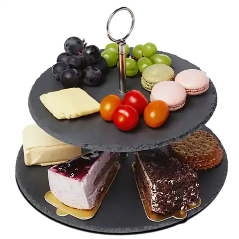 ⁨TWO-LEVEL STONE PLATE FOR CAKES SNACKS E-6231⁩ at Wasserman.eu