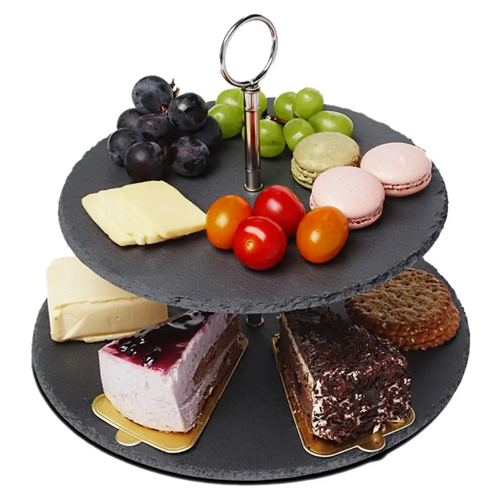 ⁨TWO-LEVEL STONE PLATE FOR CAKES SNACKS E-6231⁩ at Wasserman.eu