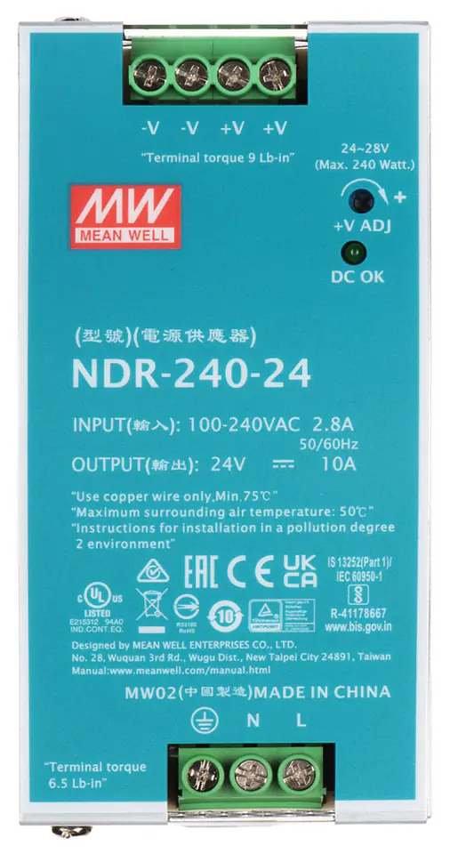 ⁨ZASILACZ IMPULSOWY NDR-240-24 MEAN WELL⁩ w sklepie Wasserman.eu