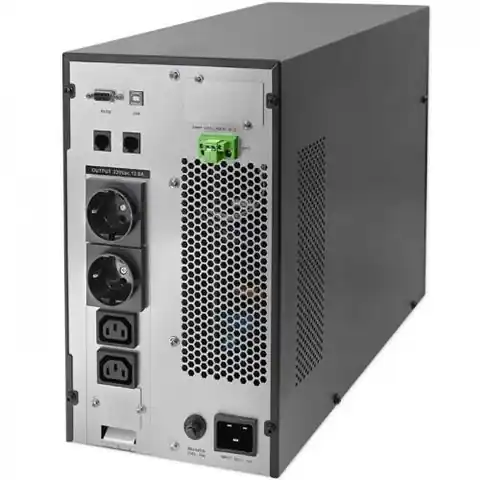 ⁨Qoltec 52282 Uninterruptible Power Supply UPS | 3kVA | 3000W | Power factor 1.0 | LCD | EPO | USB | On-line⁩ at Wasserman.eu