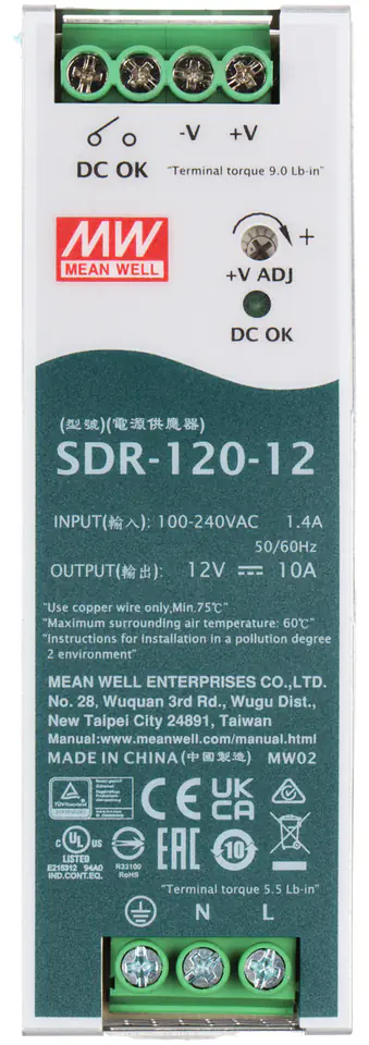 ⁨ZASILACZ IMPULSOWY SDR-120-12 MEAN WELL⁩ w sklepie Wasserman.eu