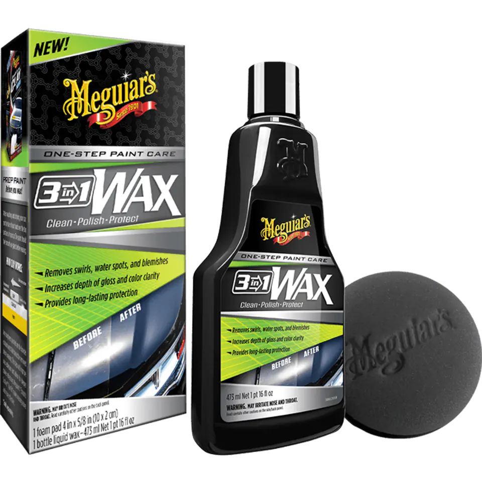 ⁨Meguiar's 3 in 1 Wax - czyści, nabłyszcza i zabezpiecza lakier 473ml⁩ w sklepie Wasserman.eu