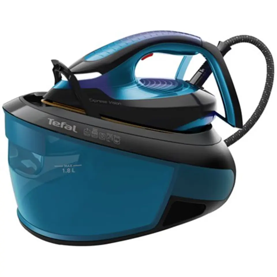 ⁨Tefal Express Vision SV8151 2800 W 1.8 L Durilium AirGlide Autoclean soleplate Blue, Black⁩ at Wasserman.eu