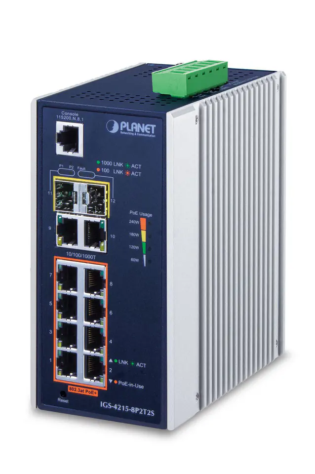 ⁨PLANET IGS-4215-8P2T2S network switch Managed L2/L4 Gigabit Ethernet (10/100/1000) Power over Ethernet (PoE) Blue, Silver⁩ at Wasserman.eu