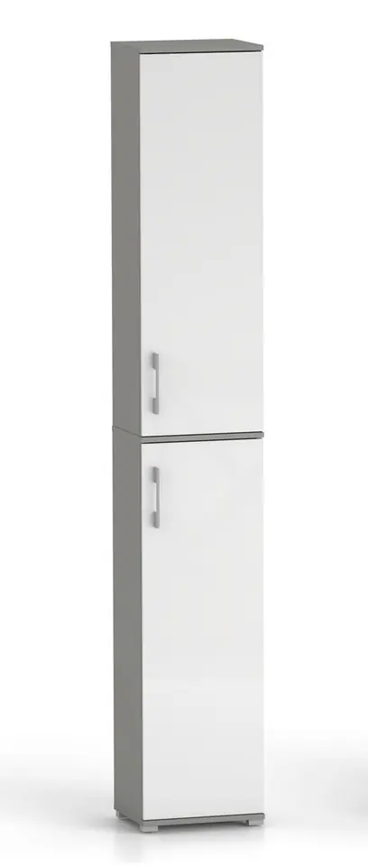 ⁨Szafa biurowa Pola 215 - 2D 30 cm Szary Arktyczny z białymi frontami⁩ w sklepie Wasserman.eu