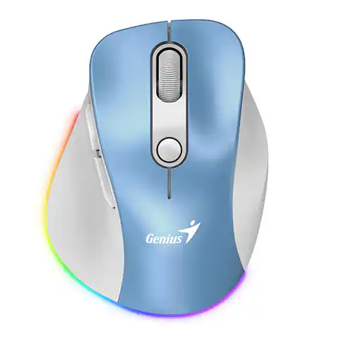 ⁨Mysz bezprzewodowa, Genius Ergo 9000S Pro, biało-niebieska, optyczna, 2400DPI⁩ w sklepie Wasserman.eu