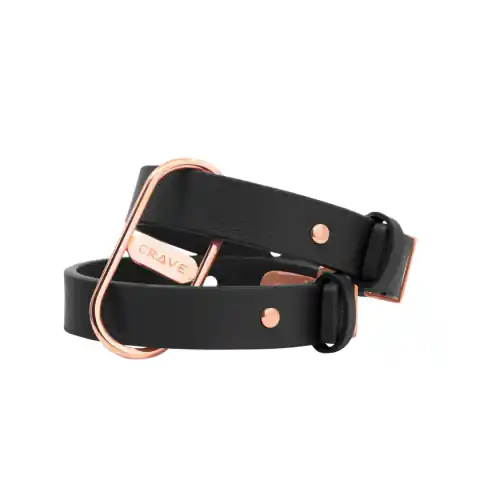 ⁨Crave - ICON Cuffs Eleganckie mankiety czarne z różowym złotem⁩ w sklepie Wasserman.eu