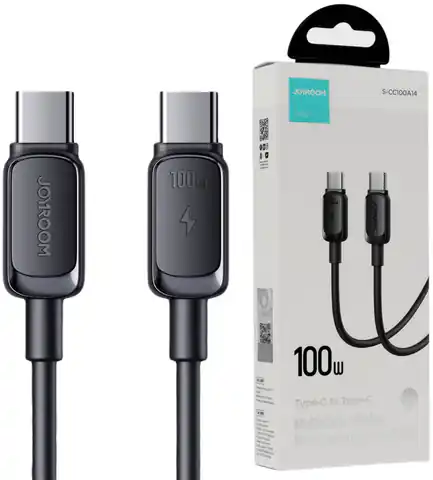 ⁨Kabel USB-C / USB-C Joyroom Fast Charging S-CC100A14 120cm 100W 5A czarny⁩ w sklepie Wasserman.eu