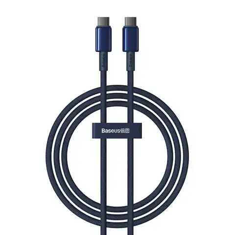 ⁨Kabel 100W 5A 1m USB-C - USB-C Baseus Tungsten Glod niebieski⁩ w sklepie Wasserman.eu