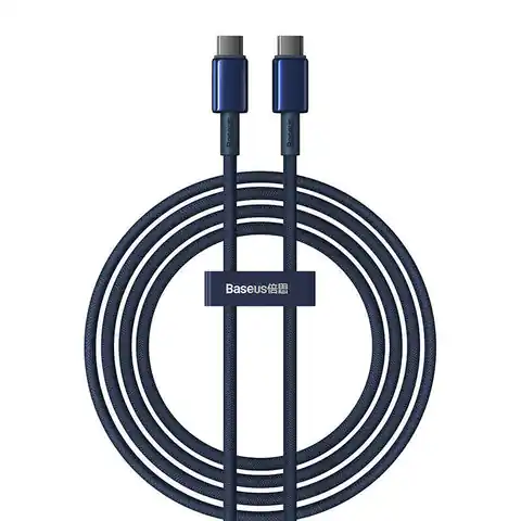 ⁨Kabel 100W 5A 2m USB-C - USB-C Baseus Tungsten Glod niebieski⁩ w sklepie Wasserman.eu