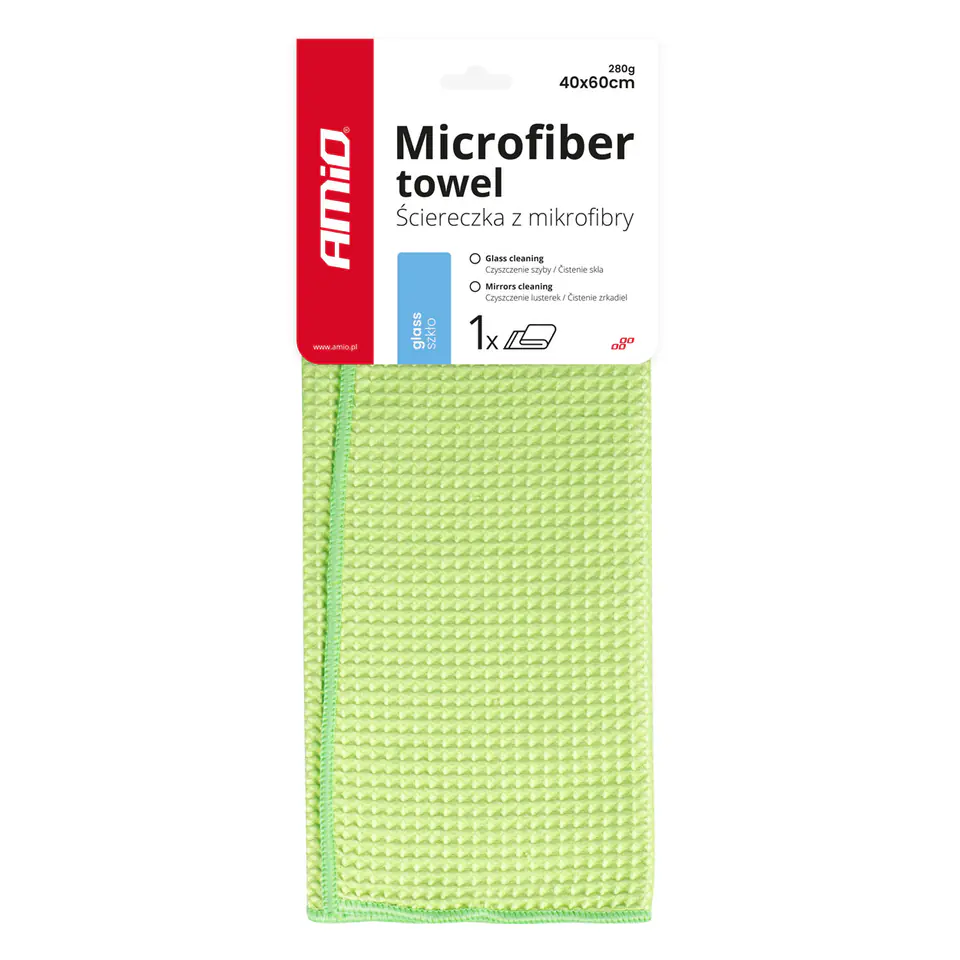 ⁨Ściereczka mikrofibra waflowa do szyb okien luster 40x60 cm amio-03735⁩ w sklepie Wasserman.eu