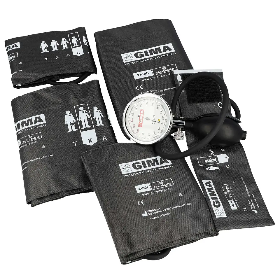⁨GIMA SIRIO KIT Ciśnieniomierz zegarowy, zestaw 5 mankietów z etui⁩ w sklepie Wasserman.eu