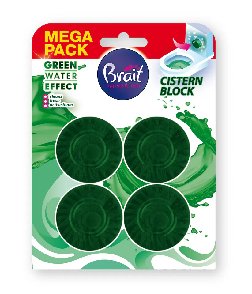 BRAIT Green Water Effect Krążek do WC Zielony 4 x 50 g w sklepie Wasserman.eu