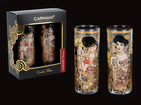 ⁨Kpl. 2 kieliszków do wódki - G. Klimt. Pocałunek + Adela (CARMANI)⁩ w sklepie Wasserman.eu