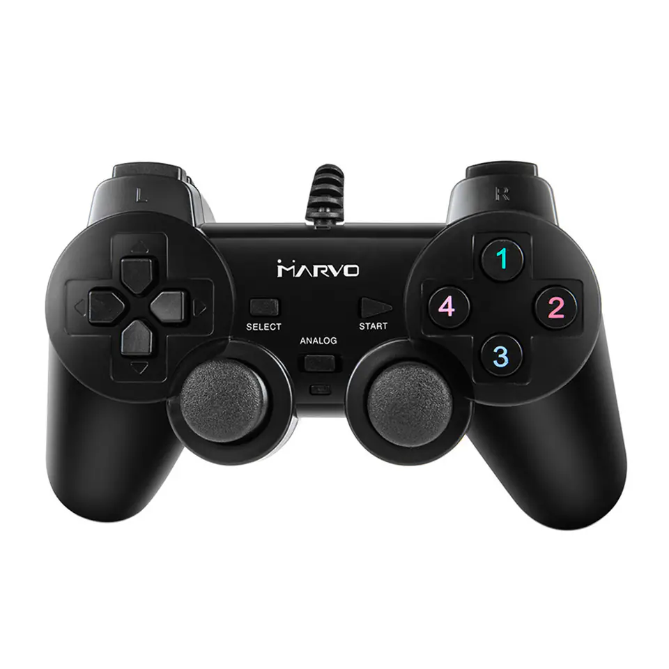 ⁨Gamepad Marvo GT-006, 15przycisk, USB, czarny, wibrujący⁩ w sklepie Wasserman.eu