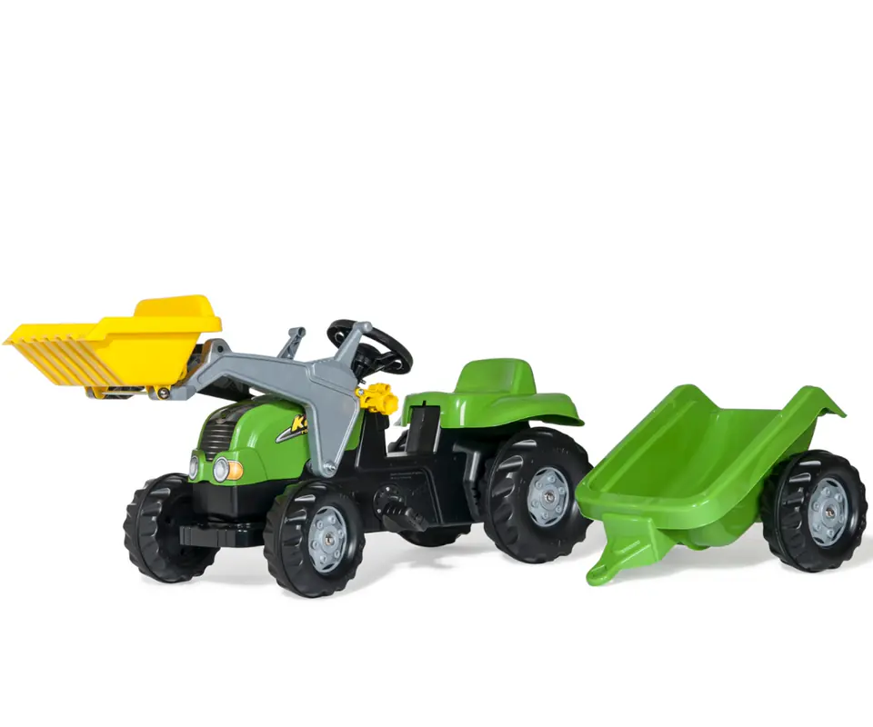 ⁨Rolly Toys 023134 Traktor Rolly Kid X z łyżka i przyczepa Zielony⁩ w sklepie Wasserman.eu