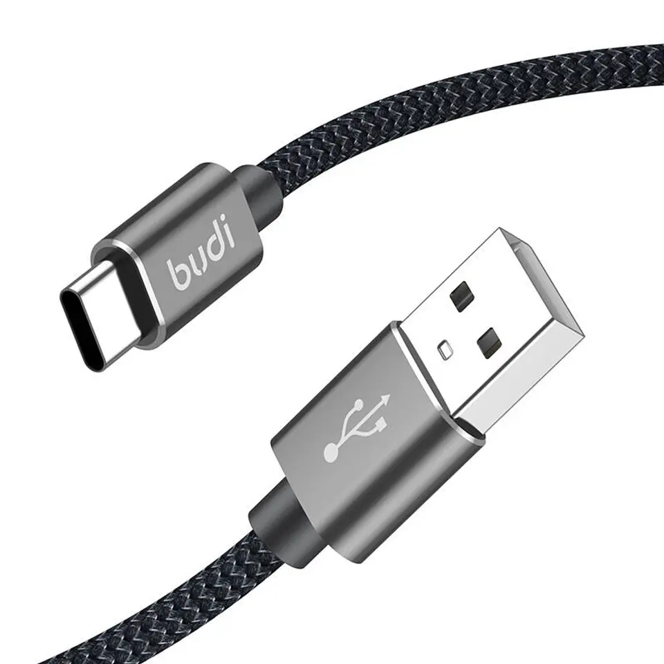 ⁨Kabel USB-A do USB-C Budi 206T/2M 2.4A 2m (czarny)⁩ w sklepie Wasserman.eu