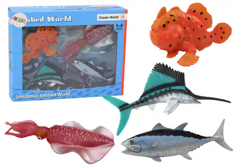 ⁨Zestaw Figurek Zwierzęta Morskie Ocean Ryby Kałamarnica 4 Sztuki⁩ w sklepie Wasserman.eu