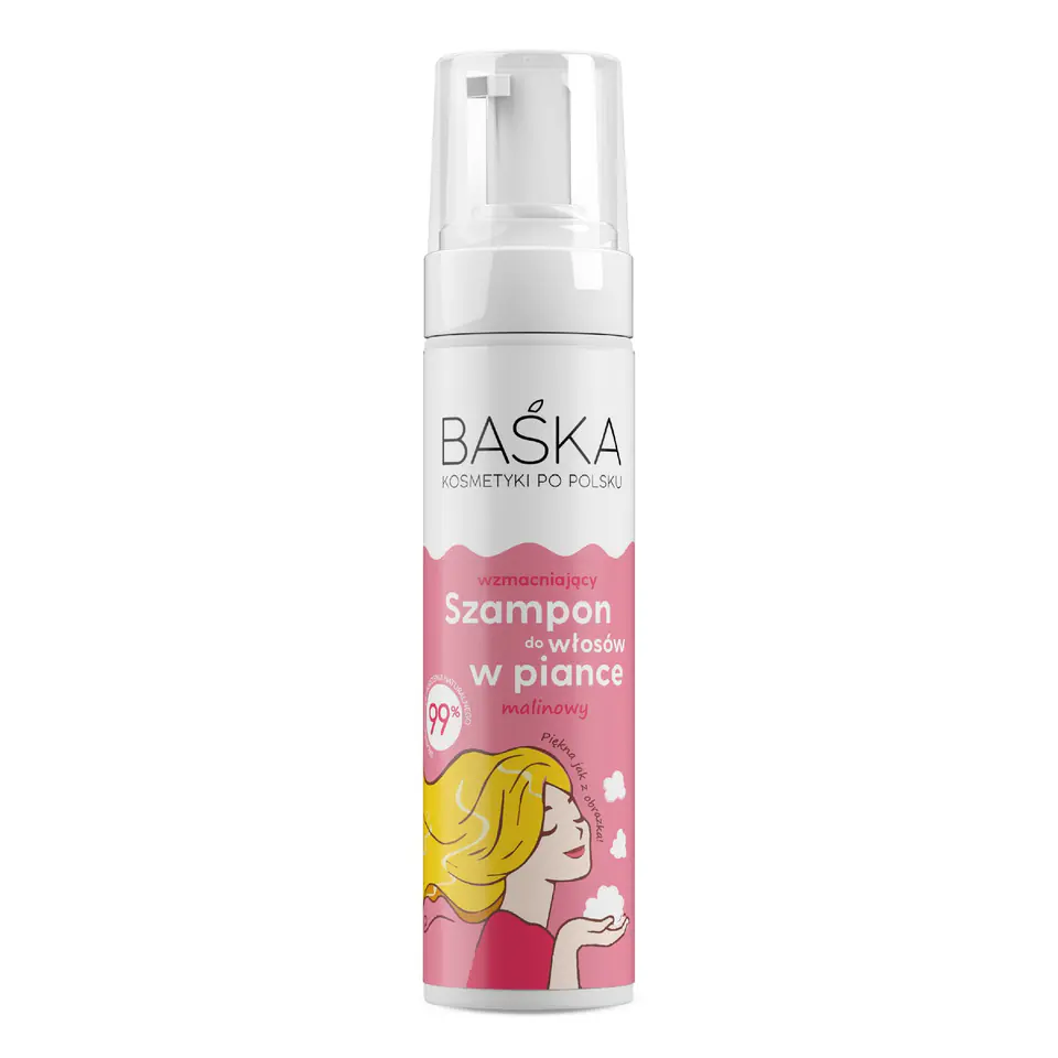 ⁨BAŚKA Szampon do włosów wzmacniający w piance - malinowy 200 ml⁩ w sklepie Wasserman.eu