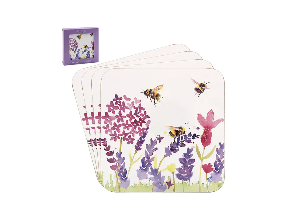 ⁨Kpl. 4 podkładek pod kubek - Lavender & Bees⁩ w sklepie Wasserman.eu