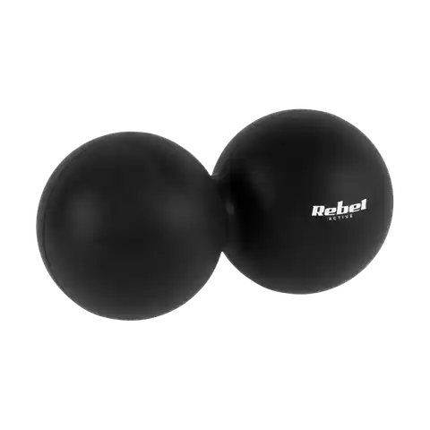 ⁨Duoball podwójna piłka do masażu 6.2cm, kolor czarny, materiał silikon, REBEL ACTIVE⁩ w sklepie Wasserman.eu