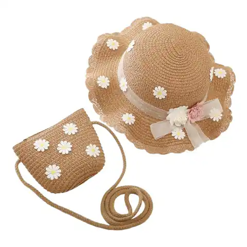 ⁨ZESTAW torebka i kapelusz 52cm dla dziewczynki słomiane STOKROTKI CZ40⁩ w sklepie Wasserman.eu