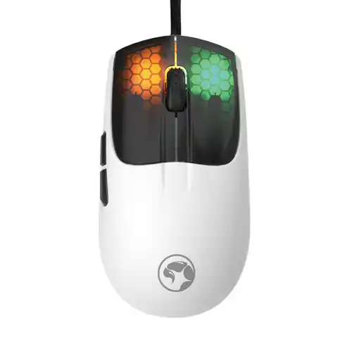 ⁨Mysz przewodowa USB, Marvo M727, biała, optyczna, 12000DPI⁩ w sklepie Wasserman.eu