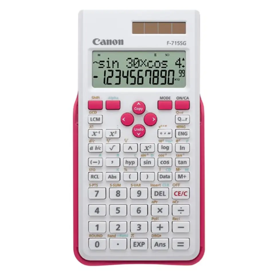 ⁨Canon Kalkulator F-715SG, biała, szkolny, 12 cyfr, obudowa z różowym wykończeniem⁩ w sklepie Wasserman.eu