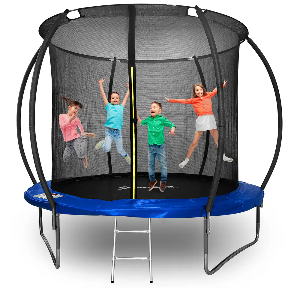 ⁨Trampolina z siatką i drabinką HENZEN 244 cm niebieska FT 8⁩ w sklepie Wasserman.eu