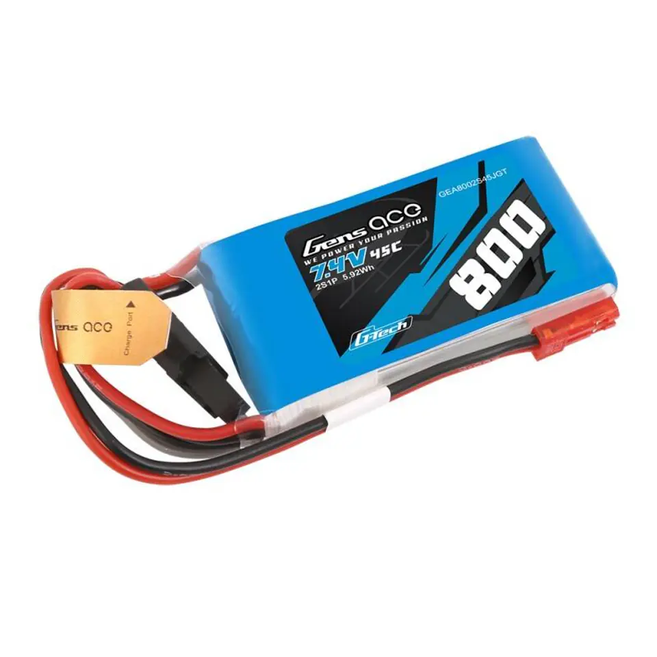 ⁨Akumulator Gens ace G-Tech Lipo 800mah 7,4V 45C 2S1P Lipo Battery⁩ w sklepie Wasserman.eu