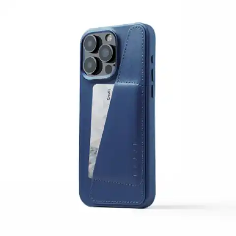 ⁨Mujjo Full Leather Wallet Case - etui skórzane do iPhone 15 Pro Max kompatybilne z MagSafe (monaco blue)⁩ w sklepie Wasserman.eu