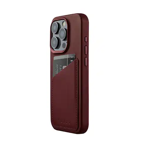 ⁨Mujjo Full Leather Wallet Case - etui skórzane do iPhone 15 Pro kompatybilne z MagSafe (burgundy)⁩ w sklepie Wasserman.eu