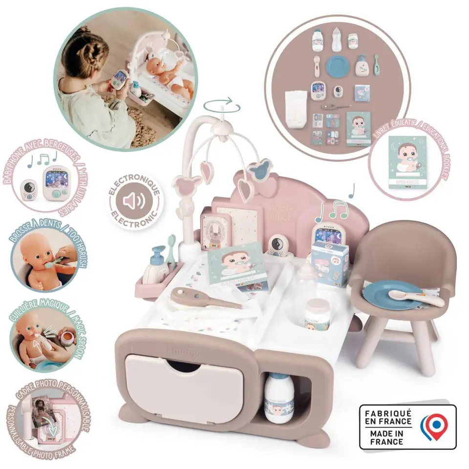 ⁨SMOBY Baby Nurse Elektroniczny Duży Kącik Opiekunki dla Lalki 19 akcesoriów⁩ w sklepie Wasserman.eu