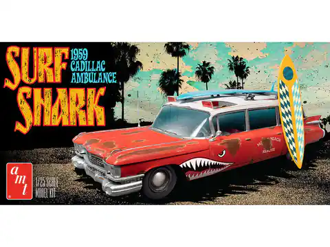 ⁨Model Plastikowy - Samochód 1:25 Surf Shark 1959 Cadillac Ambulance⁩ w sklepie Wasserman.eu