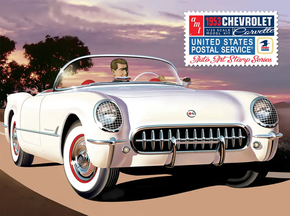 ⁨Model Plastikowy - Samochód 1:25 1953 Chevy Corvette (USPS Stamp Series)⁩ w sklepie Wasserman.eu