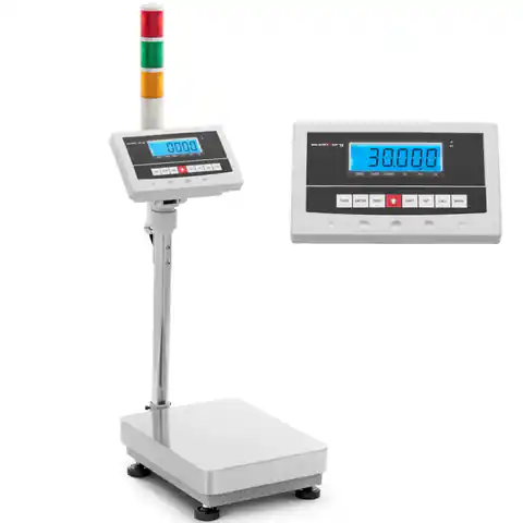 ⁨Waga platformowa magazynowa z kolumną sygnalizacyjną świetlną LCD 30 kg / 0.001 kg⁩ w sklepie Wasserman.eu