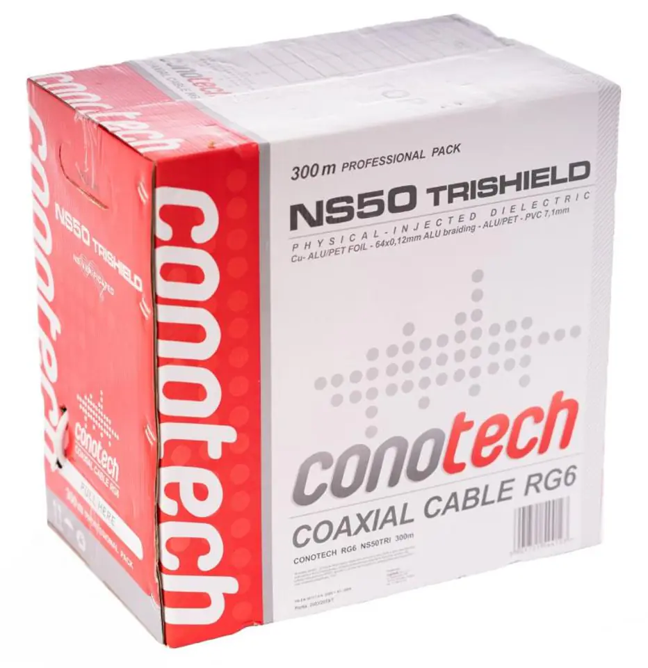 ⁨Conotech NS50TRI Cu RG6U - Pulbox 300mb cable⁩ at Wasserman.eu