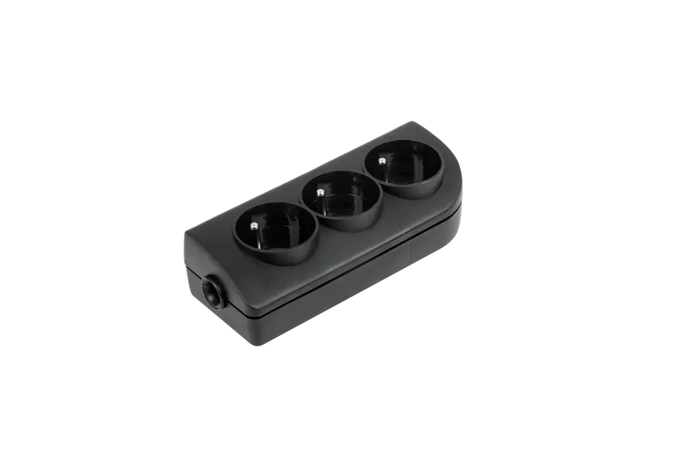 ⁨Extension cable socket x 3 with grounding black GN-30-2⁩ at Wasserman.eu