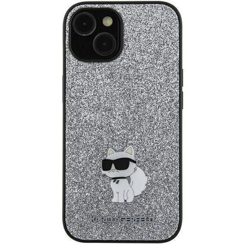 ⁨Oryginalne Etui SAMSUNG GALAXY A55 5G Karl Lagerfeld Hardcase Fixed Glitter Choupette Logo Metal Pin (KLHCSA55GCNPSG) srebrne⁩ w sklepie Wasserman.eu