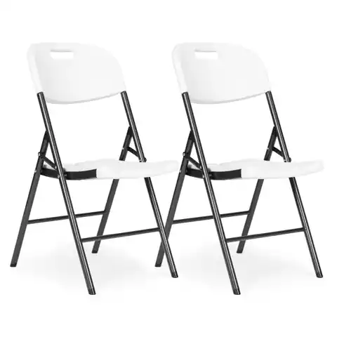 ⁨Komplet 2 krzeseł składanych zestaw cateringowy metal HDPE - białe⁩ w sklepie Wasserman.eu