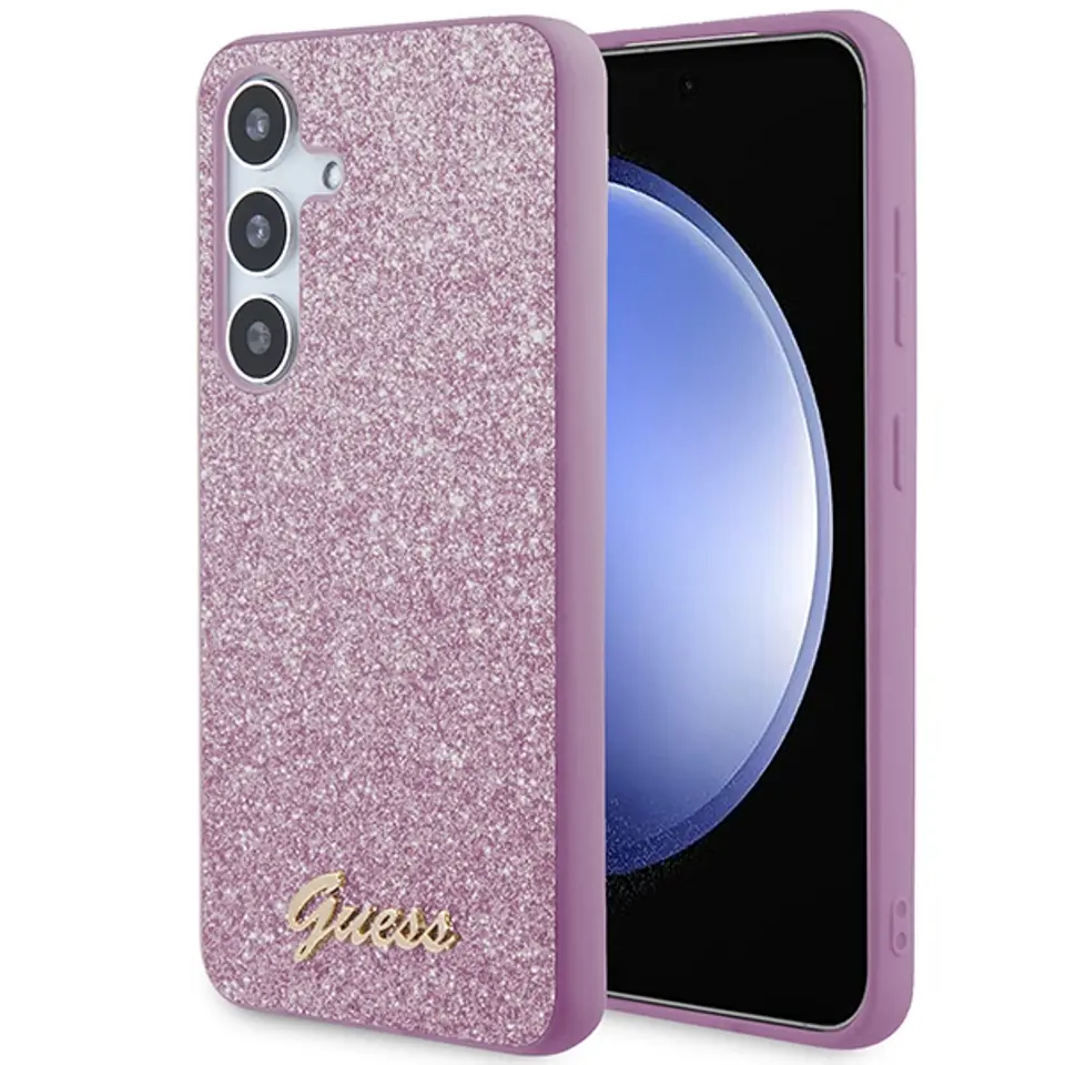 ⁨Guess GUHCS24SHGGSHU S24 S921 fioletowy/purple hardcase Glitter Script⁩ w sklepie Wasserman.eu