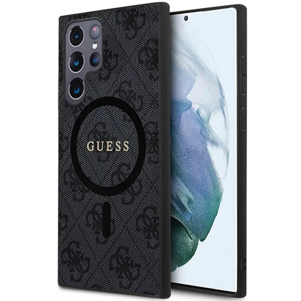 ⁨Guess GUHMS24LG4GFRK S24 Ultra S928  czarny/black hardcase 4G Collection Leather Metal Logo MagSafe⁩ w sklepie Wasserman.eu