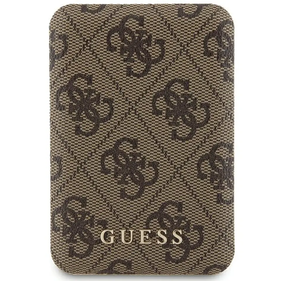 ⁨Guess Powerbank indukcyjny 15W GUPB5FP4EMGW 5000mAh brązowy/brown 4G Leather Metal Logo MagSafe⁩ w sklepie Wasserman.eu